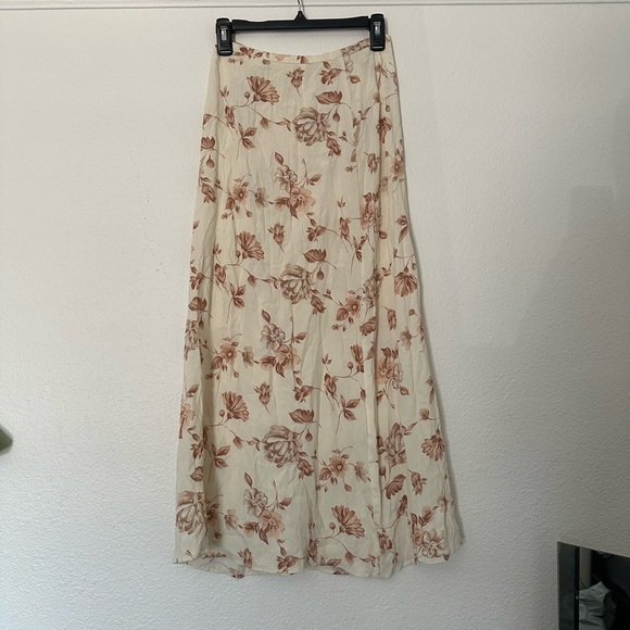 Rare Vintage Rampage Floral Cream and Pink Brown Women's Skirt Split Buttons - Picture 3 of 7